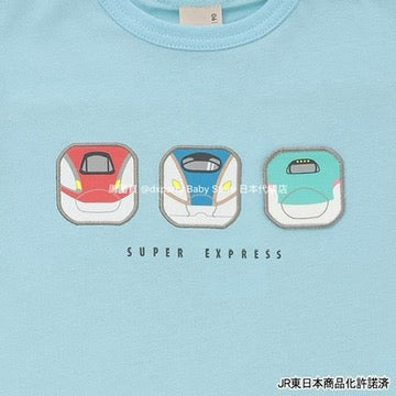 Japanese children's clothing pe#main x Shinkansen badge top 80-130cm boys' summer TOPS railway series