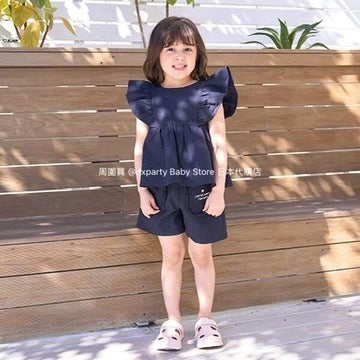 Japanese children's clothing Ly# mine ruffle sleeve top 100-150cm girls summer TOPS