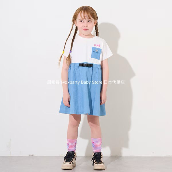 Japanese children's clothing X-girl Stages patchwork dress 80-140cm girls summer dresses