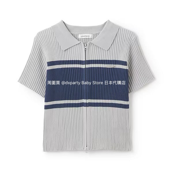Lovetoxic Japanese Children's Clothing Zipper Cropped Top 140-160cm Girls Summer TOPS OUTERWEAR