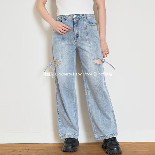 Lovetoxic Ribbon Slit Jeans (140-160cm) for Girls (Summer)