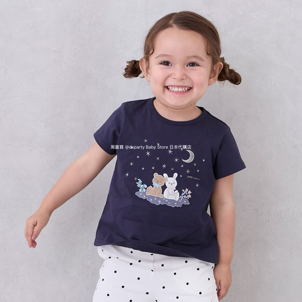 Japanese children's clothing pe#main Starry sky pupu & tete tops 80-130cm girls summer TOPS