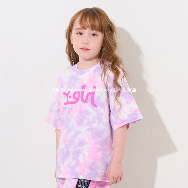 Japanese children's clothing X-girl Stages tie-dye print top 80-140cm girls summer TOPS