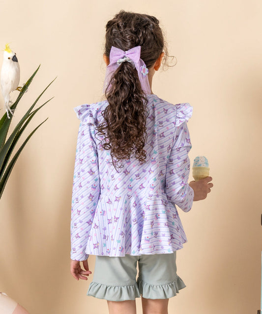 Japanese children's clothing panpantutu x Sanrio Kuromi UV protection two-piece swimsuit set 95-130cm girls summer swimsuit special edition