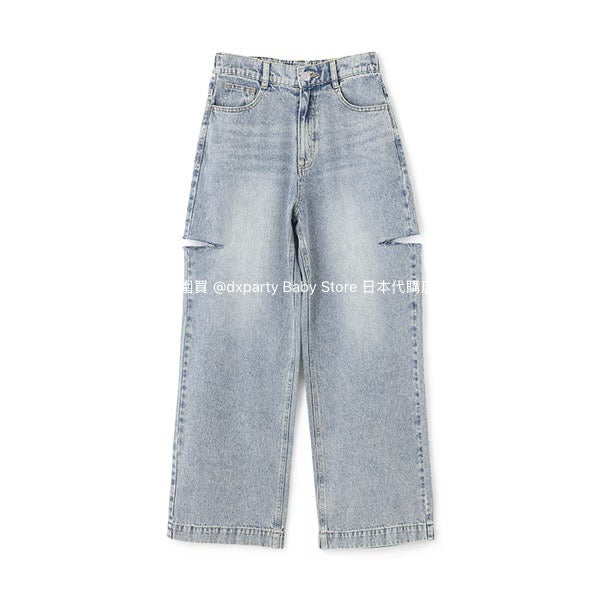 Lovetoxic Japanese children's clothing ripped jeans wide-leg pants 140-170cm girls summer PANTS