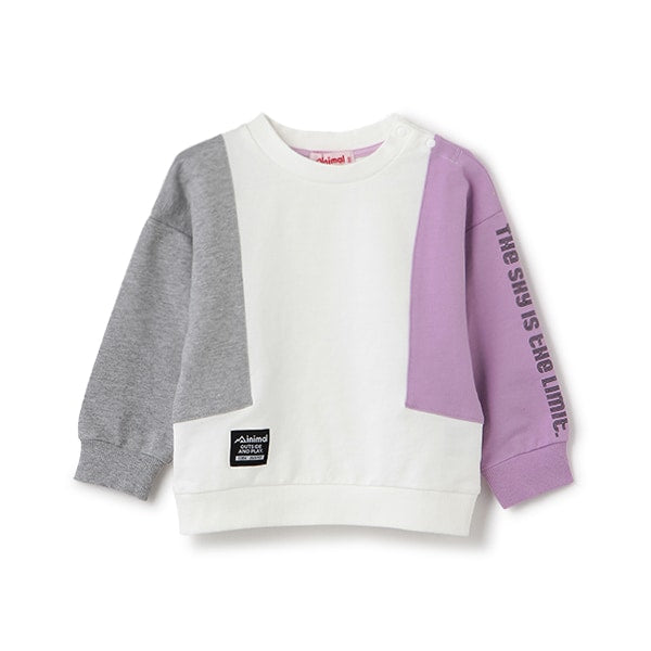 Japanese children's clothing mini#ML cotton two-tone sleeve sweatshirt 90-140cm boys/girls spring and summer TOPS