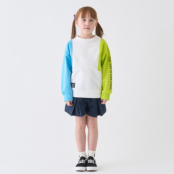 Japanese children's clothing mini#ML cotton two-tone sleeve sweatshirt 90-140cm boys/girls spring and summer TOPS