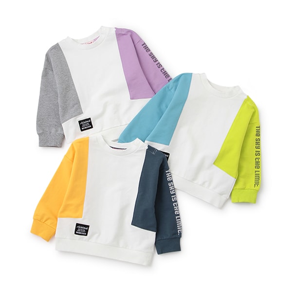 Japanese children's clothing mini#ML cotton two-tone sleeve sweatshirt 90-140cm boys/girls spring and summer TOPS