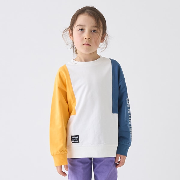 Japanese children's clothing mini#ML cotton two-tone sleeve sweatshirt 90-140cm boys/girls spring and summer TOPS