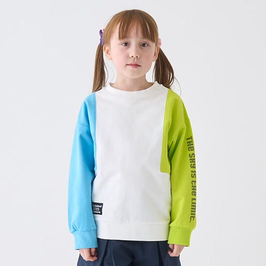 Japanese children's clothing mini#ML cotton two-tone sleeve sweatshirt 90-140cm boys/girls spring and summer TOPS