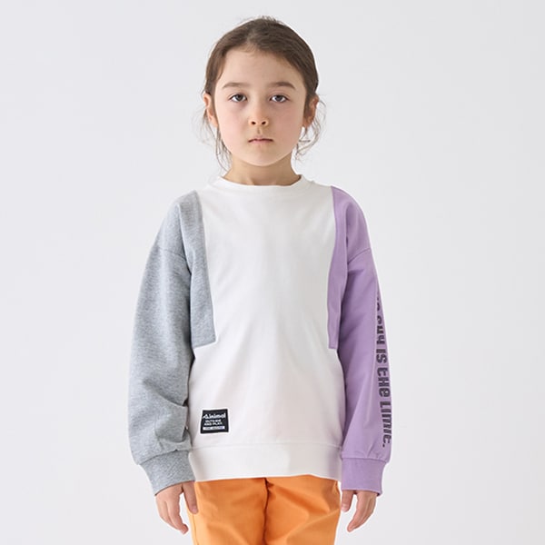 Japanese children's clothing mini#ML cotton two-tone sleeve sweatshirt 90-140cm boys/girls spring and summer TOPS