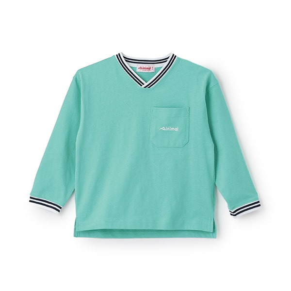 Japanese children's clothing mini #ML anti-fouling V-neck top 90-140cm boys/girls spring and summer TOPS