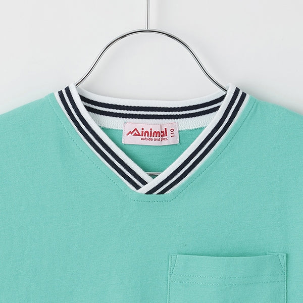 Japanese children's clothing mini #ML anti-fouling V-neck top 90-140cm boys/girls spring and summer TOPS