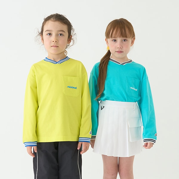 Japanese children's clothing mini #ML anti-fouling V-neck top 90-140cm boys/girls spring and summer TOPS