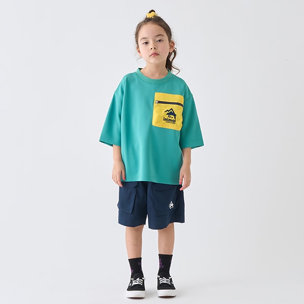 Japanese children's clothing mini#ML waterproof series zipper pocket top 90-140cm boys/girls summer TOPS