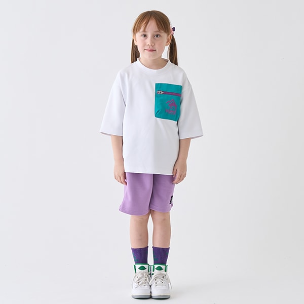 Japanese children's clothing mini#ML waterproof series zipper pocket top 90-140cm boys/girls summer TOPS