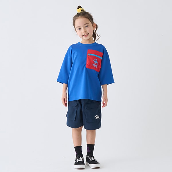 Japanese children's clothing mini#ML waterproof series zipper pocket top 90-140cm boys/girls summer TOPS