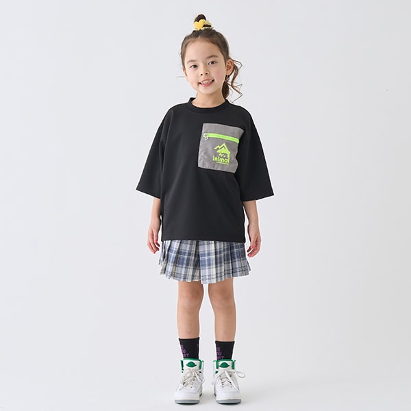 Japanese children's clothing mini#ML waterproof series zipper pocket top 90-140cm boys/girls summer TOPS