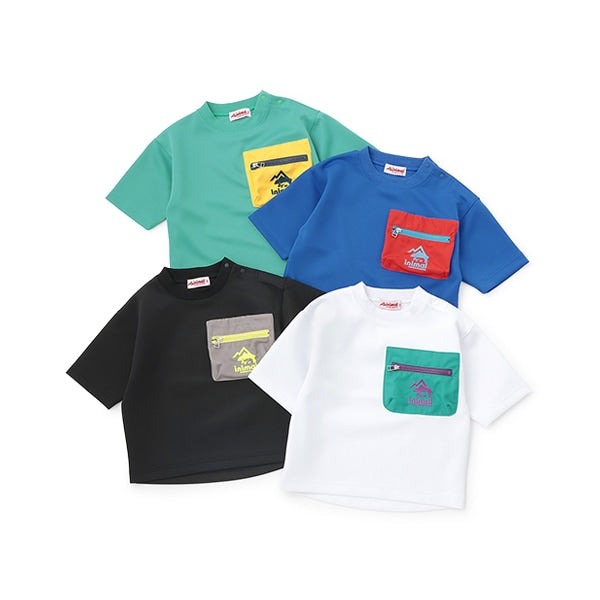 Japanese children's clothing mini#ML waterproof series zipper pocket top 90-140cm boys/girls summer TOPS