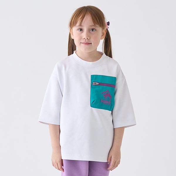 Japanese children's clothing mini#ML waterproof series zipper pocket top 90-140cm boys/girls summer TOPS