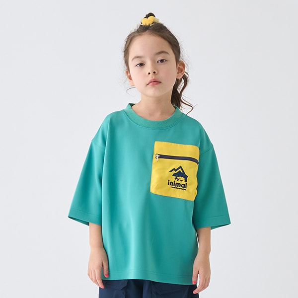 Japanese children's clothing mini#ML waterproof series zipper pocket top 90-140cm boys/girls summer TOPS