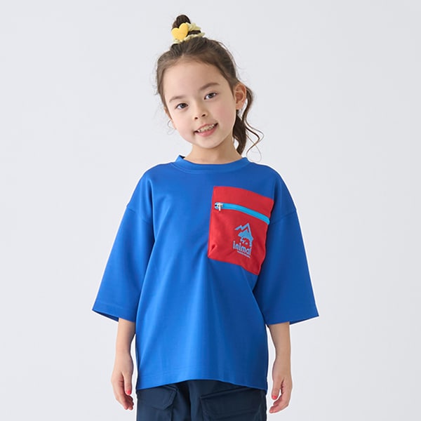 Japanese children's clothing mini#ML waterproof series zipper pocket top 90-140cm boys/girls summer TOPS