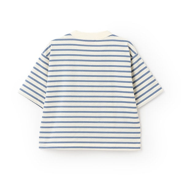 Japanese children's clothing mini#ML mountain series pocket striped top 90-140cm boys/girls summer TOPS