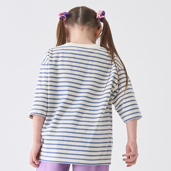 Japanese children's clothing mini#ML mountain series pocket striped top 90-140cm boys/girls summer TOPS