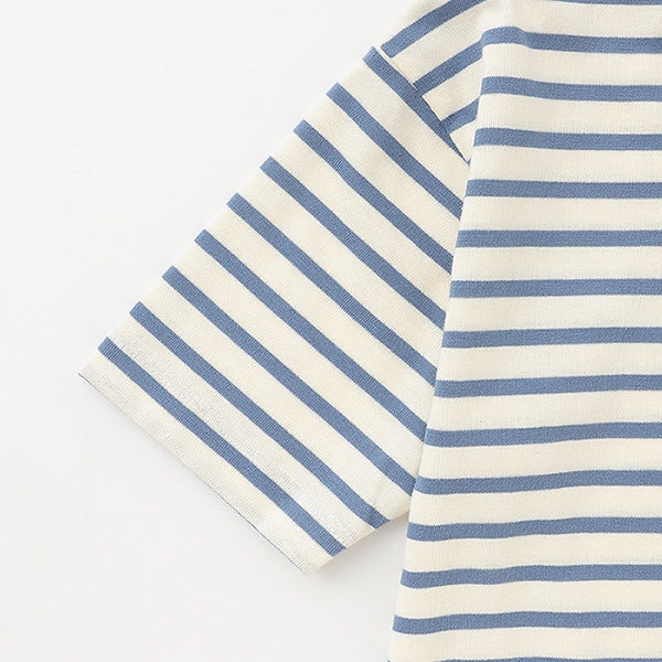 Japanese children's clothing mini#ML mountain series pocket striped top 90-140cm boys/girls summer TOPS
