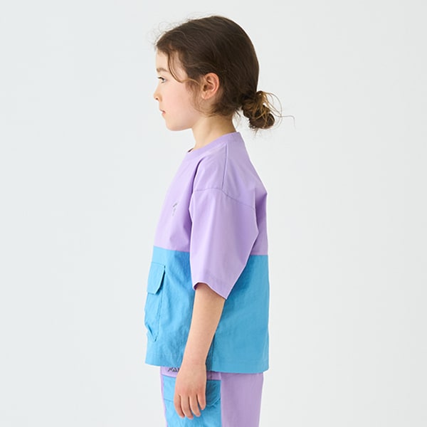 Japanese children's clothing mini#ML mountain pocket color block top 90-140cm boy's summer TOPS