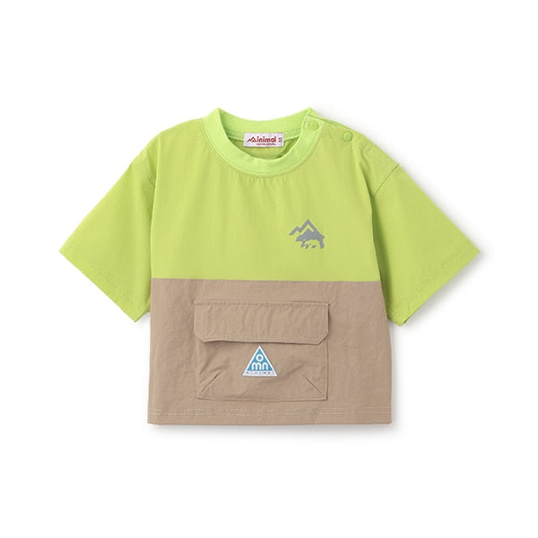 Japanese children's clothing mini#ML mountain pocket color block top 90-140cm boy's summer TOPS