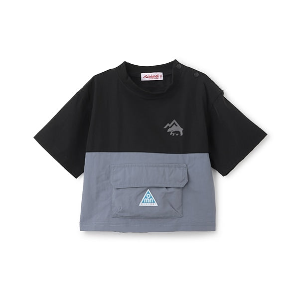 Japanese children's clothing mini#ML mountain pocket color block top 90-140cm boy's summer TOPS
