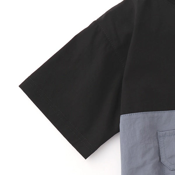 Japanese children's clothing mini#ML mountain pocket color block top 90-140cm boy's summer TOPS