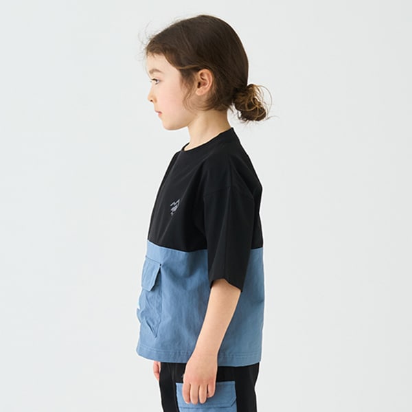 Japanese children's clothing mini#ML mountain pocket color block top 90-140cm boy's summer TOPS