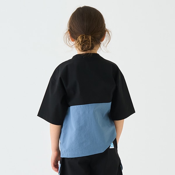 Japanese children's clothing mini#ML mountain pocket color block top 90-140cm boy's summer TOPS