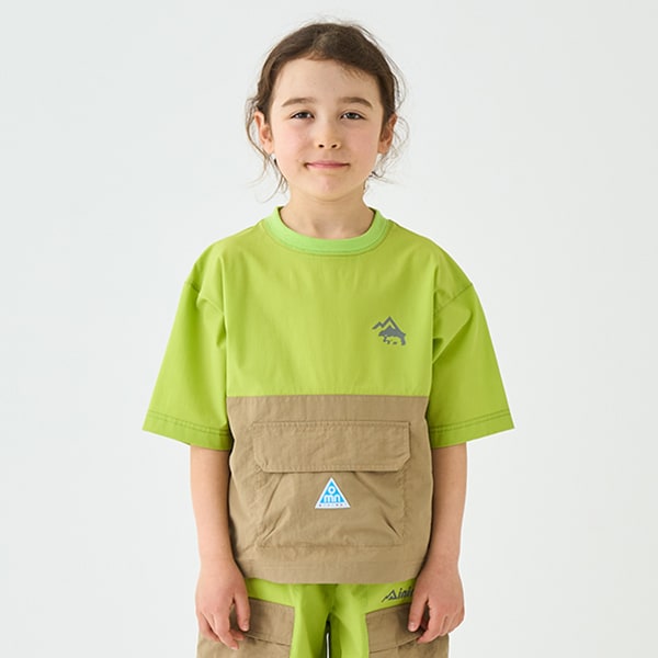 Japanese children's clothing mini#ML mountain pocket color block top 90-140cm boy's summer TOPS
