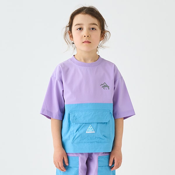 Japanese children's clothing mini#ML mountain pocket color block top 90-140cm boy's summer TOPS