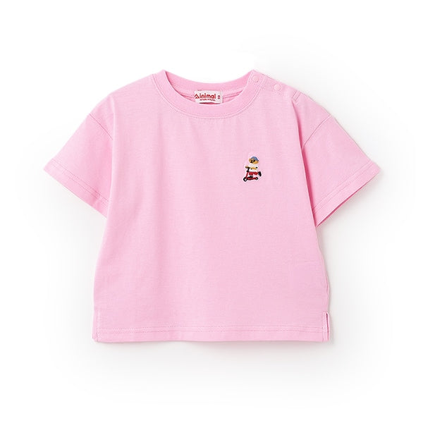 Japanese children's clothing mini#ML anti-fouling series sports embroidered bear top 90-140cm boys/girls summer TOPS