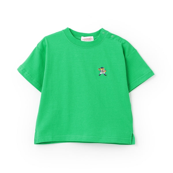 Japanese children's clothing mini#ML anti-fouling series sports embroidered bear top 90-140cm boys/girls summer TOPS