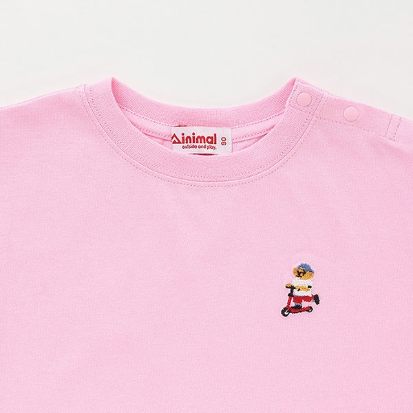 Japanese children's clothing mini#ML anti-fouling series sports embroidered bear top 90-140cm boys/girls summer TOPS