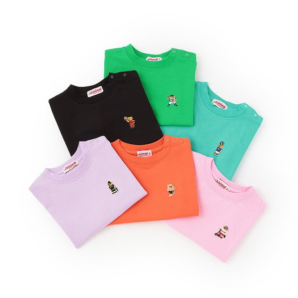 Japanese children's clothing mini#ML anti-fouling series sports embroidered bear top 90-140cm boys/girls summer TOPS