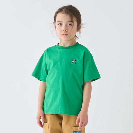 Japanese children's clothing mini#ML anti-fouling series sports embroidered bear top 90-140cm boys/girls summer TOPS
