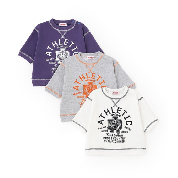 Japanese children's clothing mini#ML line letter print top 90-140cm boy's/girl's summer TOPS