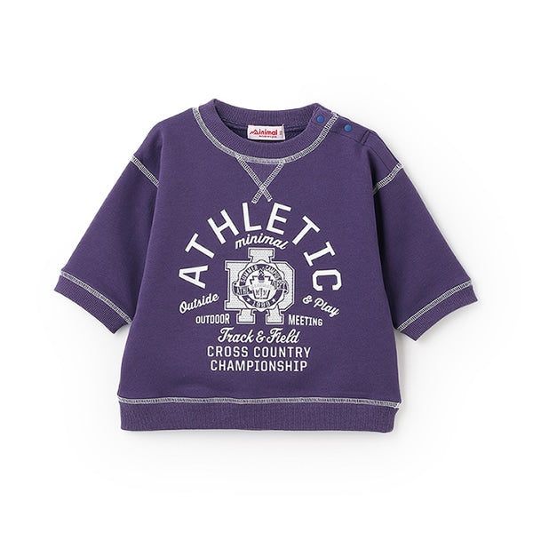 Japanese children's clothing mini#ML line letter print top 90-140cm boy's/girl's summer TOPS