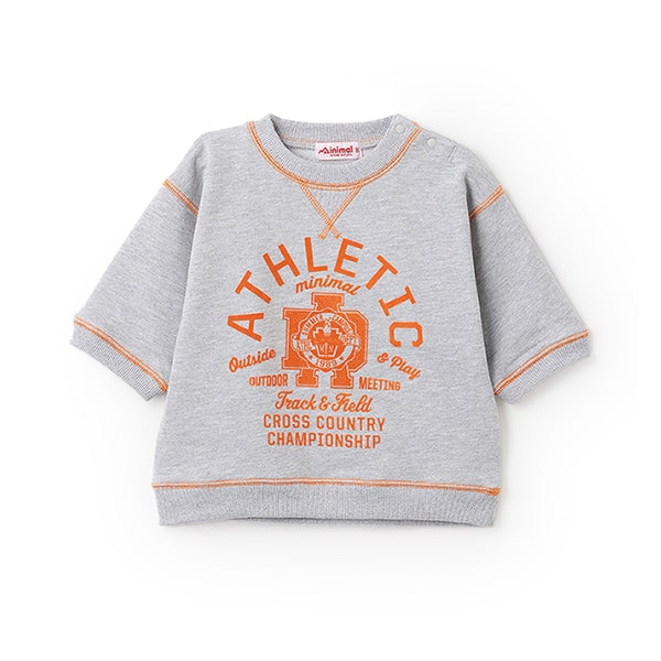 Japanese children's clothing mini#ML line letter print top 90-140cm boy's/girl's summer TOPS