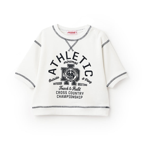 Japanese children's clothing mini#ML line letter print top 90-140cm boy's/girl's summer TOPS