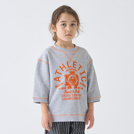 Japanese children's clothing mini#ML line letter print top 90-140cm boy's/girl's summer TOPS