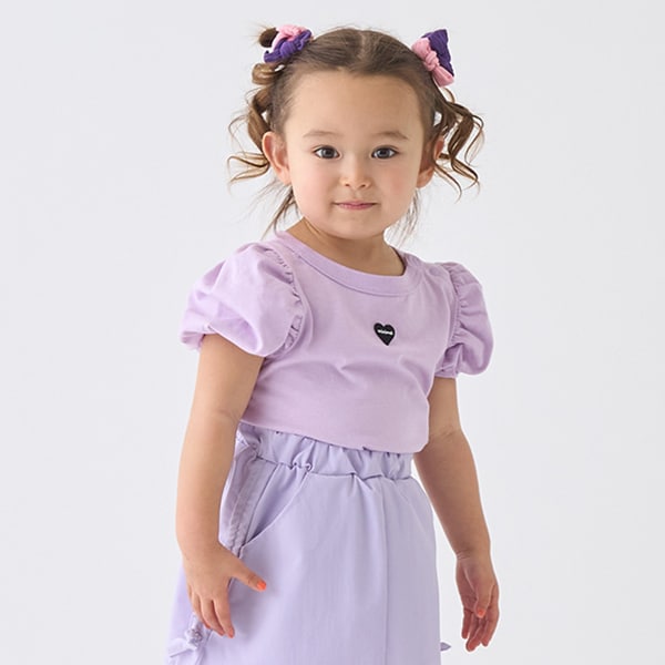 Japanese children's clothing mini #ML anti-fouling series puff sleeve top 90-140cm girls summer TOPS