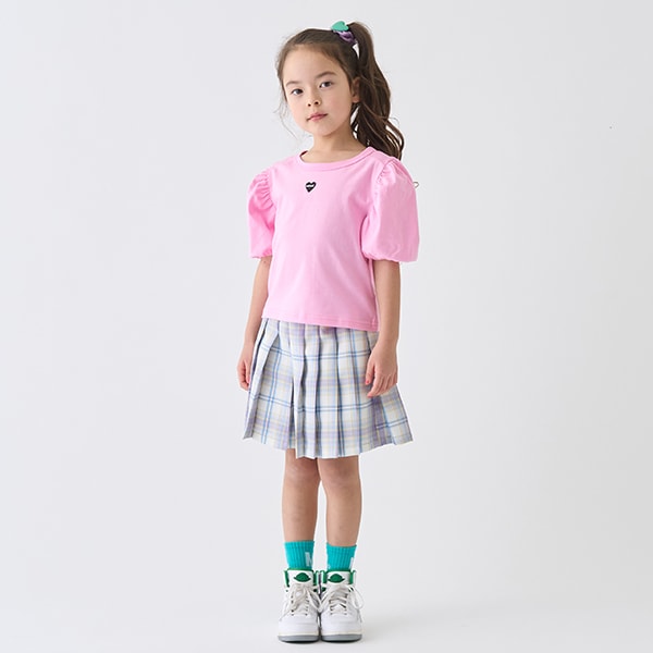 Japanese children's clothing mini #ML anti-fouling series puff sleeve top 90-140cm girls summer TOPS