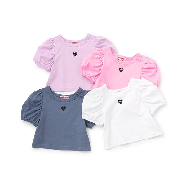 Japanese children's clothing mini #ML anti-fouling series puff sleeve top 90-140cm girls summer TOPS